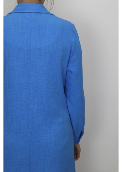 Fistan Store Indigo Spor Kesim Rahat Kalıp Uzun Kollu Büyük Beden Yazlık Tunik