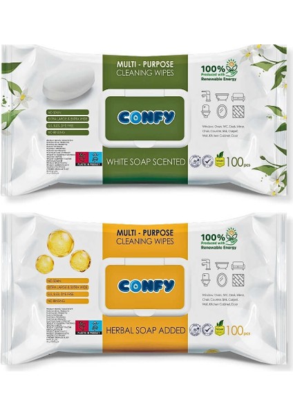 Yüzey Temizlik Havlusu 2’li Set – Beyaz Sabun & Arap Sabunu Kokulu, 200 Yaprak