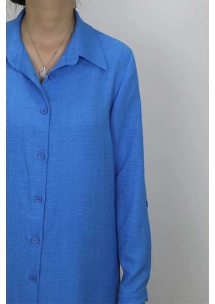 Fistan Store Indigo Spor Kesim Rahat Kalıp Uzun Kollu Büyük Beden Yazlık Tunik fiyatları