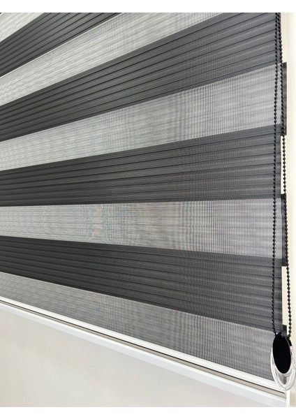 Binbirperde Antrasit Pileli Zebra Stor Perde Ev/ofis Perdesi Aluminyum Sistem