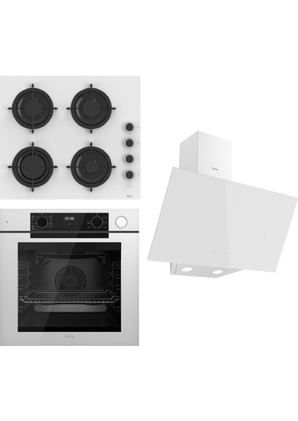 Steamart-Fryart Serisi Beyaz Set (CS206-FA + QEP64CB +D078) - Emaye Izgara