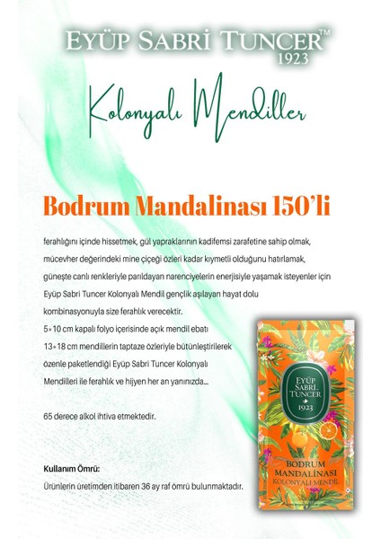 30'lu Gül Verbena 50'li - Mandalina 150'li Kolonyalı Mendil ve Rosıe fiyatları