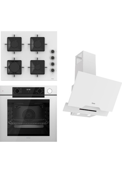 Steamart-Fryart-Sılentart Serisi Beyaz Set (SS206 + QEP64CB +D064-SA ) - Emaye Izgara