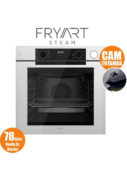 Steamart-Fryart-Sılentart Serisi Beyaz Set (SS206 + QEP64CB +D064-SA ) - Emaye Izgara