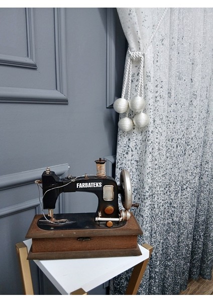 Yeni Tasarım Gri Antrasit Füme Serpinti Tül ve Sağ/sol Takım Tül Fon Perde indirimleri