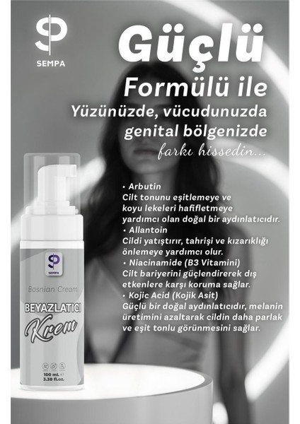 Boşnak Genital, Yüz ve Vücut Beyazlatıcı Nemlendirici Leke Kremi (Bosnian Cream)