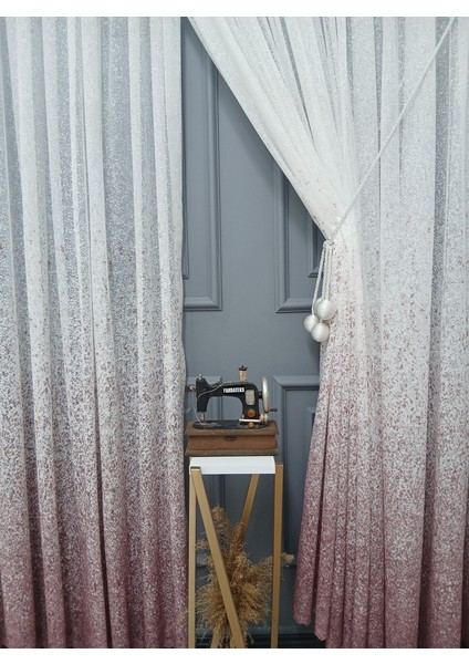 Yeni Tasarım Pudra Pembe Serpinti Tül ve Sağ/sol Takım Tül Fon Perde fiyatları