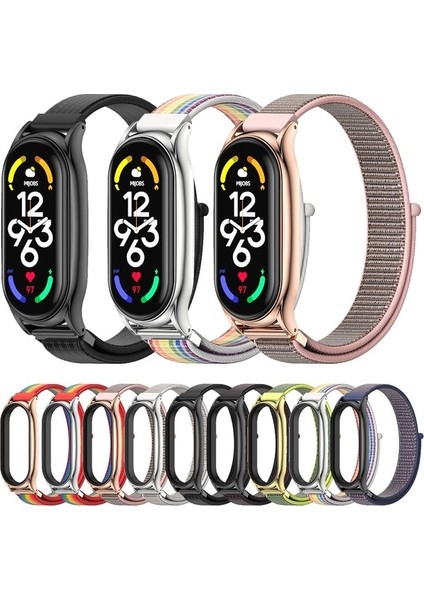 Xiaomi Mi Band 7/7 Nfc Pembe Kum Gül Altın Için Naylon Watch Band (Yurt Dışından)