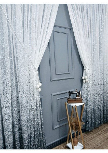 Yeni Tasarım Gri Antrasit Füme Serpinti Tül ve Sağ/sol Takım Tül Fon Perde modelleri