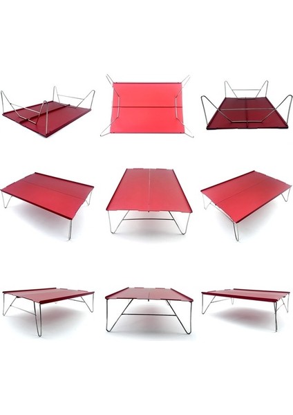 Mini Alüminyum Masa Ultralight Katlanır Piknik Masası Kırmızı (Yurt Dışından)