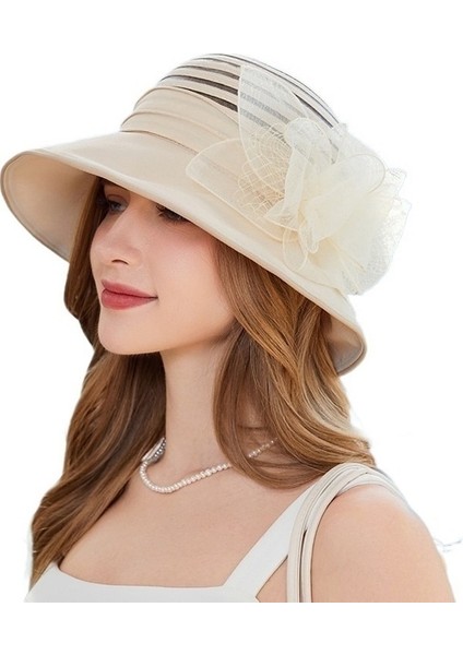 Güneş Korumalı Kadın Organze Saksı Şapkası (Yurt Dışından)