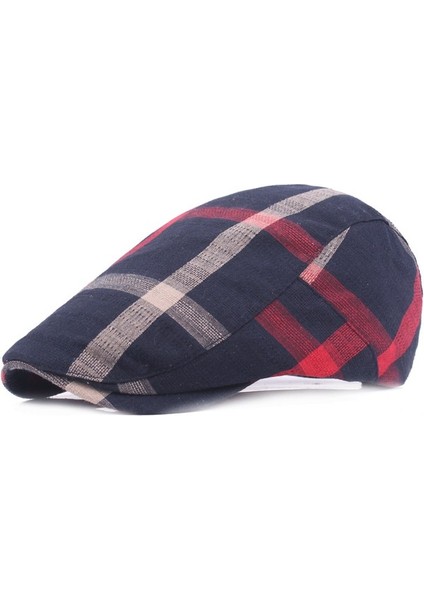 Erkek ve Kadın Ekose Kumaş Bere Basit Retro Güneş Şapkası (Yurt Dışından)