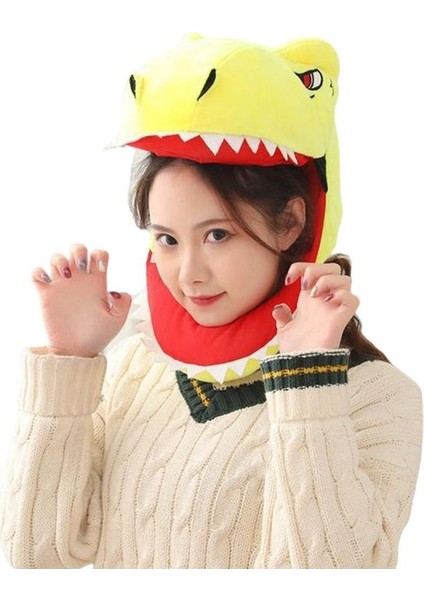 Sevimli Dinozor Kafa Şapka Cosplay Headgear Çok Güzel Fotoğraf Sahne Cadılar Bayramı Sarı (Yurt Dışından)