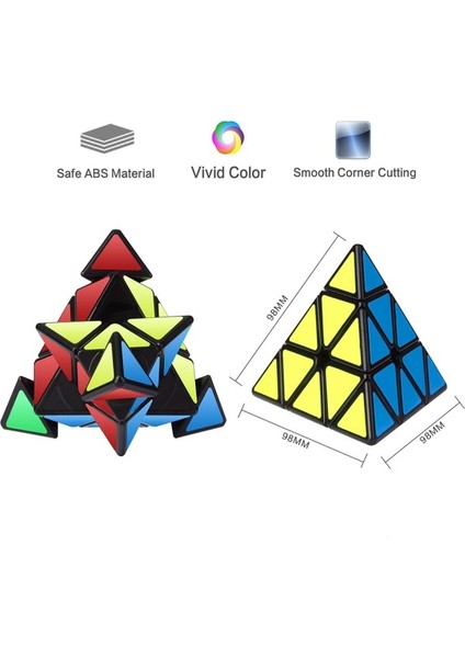 Saytay Speed Cube, Roxenda 3X3X3 Piramit Hız Küp Üçgen Yapboz Magic Cube Geliştirilmiş Baskı - ST-001'DEN Daha Hızlı ve Daha Has Şekilde Döner (Yurt Dışından)