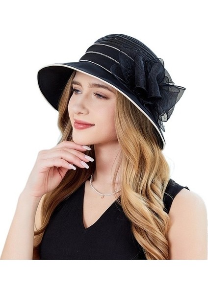 Güneş Korumalı Kadın Organze Saksı Şapkası (Yurt Dışından)