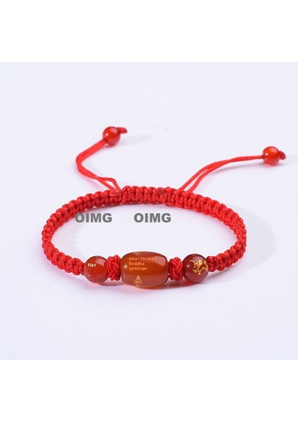 Yeni Kırmızı Akik Kutsama Bileziği Kırmızı Halat El Dokuması Iyi Şans Bileziği Bileklik (Yurt Dışından)