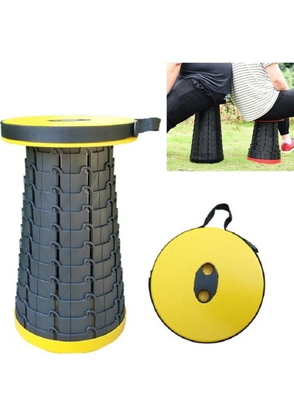 Açık Portatif Katlanır Plastik Tabure Sarı (Yurt Dışından)