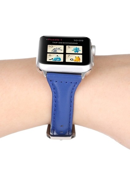 Apple Watch S 40MM / 38MM Mavi Için Deri Saat Bantları (Yurt Dışından)