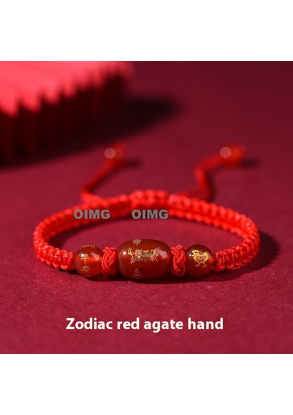 Yeni Kırmızı Akik Kutsama Bileziği Kırmızı Halat El Dokuması Iyi Şans Bileziği Bileklik (Yurt Dışından)