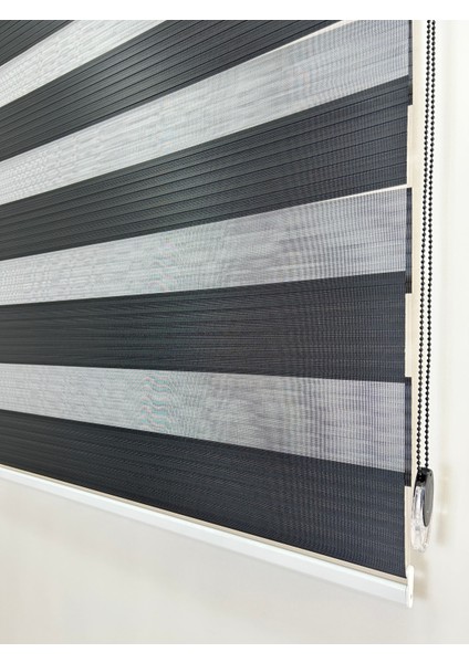 Binbirperde Siyah Pileli Zebra Stor Perde Ev/ofis Perdesi Aluminyum Sistem