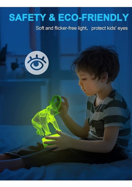 Çocuklar Için Atlı Gece Lambası, 3D Illüzyon 03-Elephant (Yurt Dışından) fiyatları