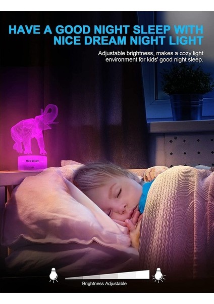 Çocuklar Için Atlı Gece Lambası, 3D Illüzyon 03-Elephant (Yurt Dışından) fırsatları