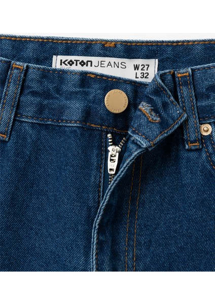 Yeni Sezon Straight Fit Düz Paça Cepli Denim Pantolon - Straight Fit Jeans fırsatları