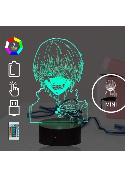 Gece Lambası Anime Kaneki Ken Şekil 3D LED Illusio (Yurt Dışından)