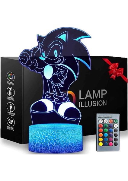 16 Renk 3D Illüzyon Sonik Gece Lambası The Hedgeh Ebeveyn (Yurt Dışından)