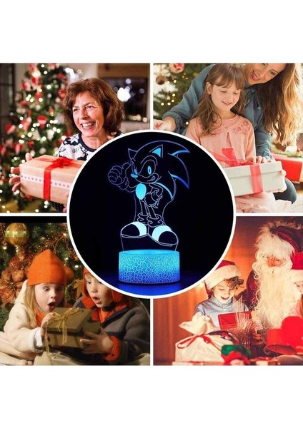 16 Renk 3D Illüzyon Sonik Gece Lambası The Hedgeh Ebeveyn (Yurt Dışından) modelleri