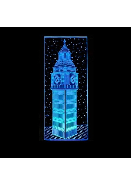 3D Big Ben Gece Lambası Illüzyon Lambası 7 Renk Değişimi (Yurt Dışından)