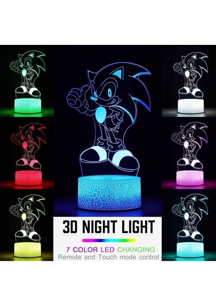 16 Renk 3D Illüzyon Sonik Gece Lambası The Hedgeh Ebeveyn (Yurt Dışından) fırsatları