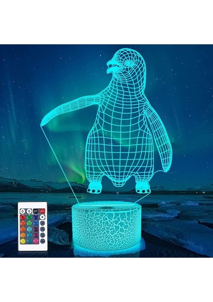 Narwhal 3D Lamba Gece Lambası Tek Boynuzlu Balina 3D Illus Penguen (Yurt Dışından)
