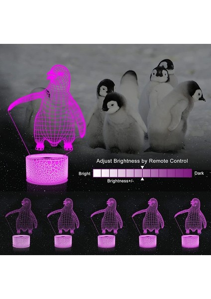 Narwhal 3D Lamba Gece Lambası Tek Boynuzlu Balina 3D Illus Penguen (Yurt Dışından) modelleri