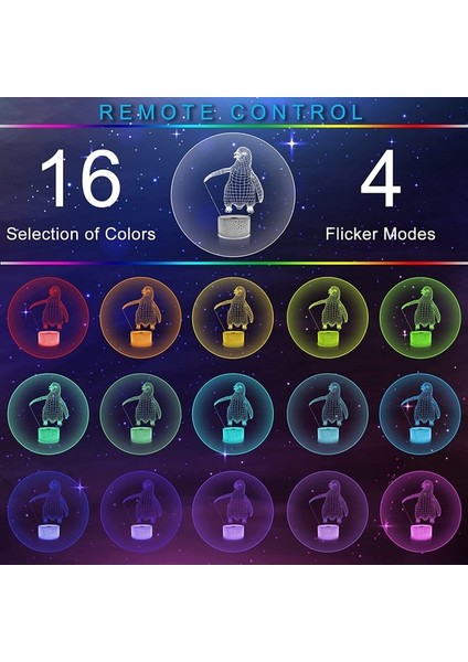 Narwhal 3D Lamba Gece Lambası Tek Boynuzlu Balina 3D Illus Penguen (Yurt Dışından) fırsatları