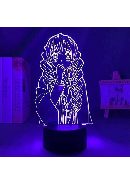 Anime Demon Slayer Mitsuri Kanroji Lambası Cool 3D Il 7 Renk Uzaktan Kumanda Yok (Yurt Dışından)