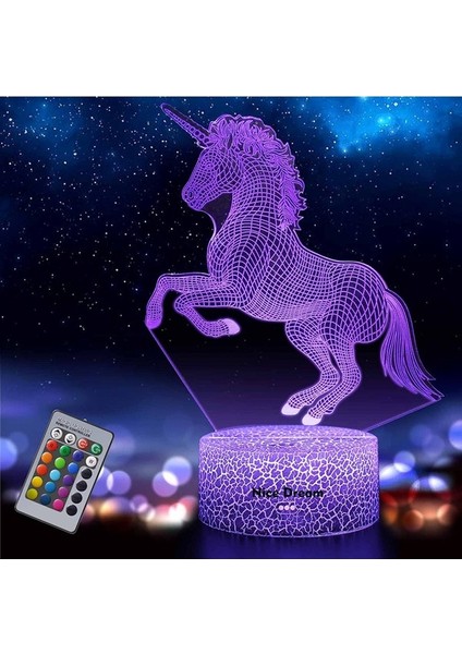 Çocuklar Için Unicorn Gece Lambası, 3D Illusi 03-Unicorn (Yurt Dışından)
