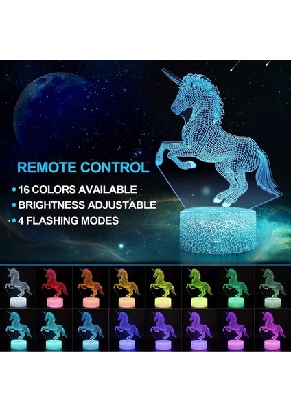 Çocuklar Için Unicorn Gece Lambası, 3D Illusi 03-Unicorn (Yurt Dışından) fiyatları