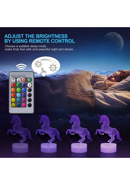 Çocuklar Için Unicorn Gece Lambası, 3D Illusi 03-Unicorn (Yurt Dışından) fırsatları