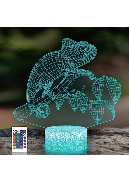 Çocuk Odası Için Axolotl Gece Lambası, 3D Illusion Lam Chameleon (Yurt Dışından)