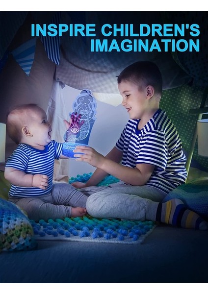 Çocuklar Için Unicorn Gece Lambası, 3D Gece 07-Sevimli Deniz Kızı (Yurt Dışından) modelleri