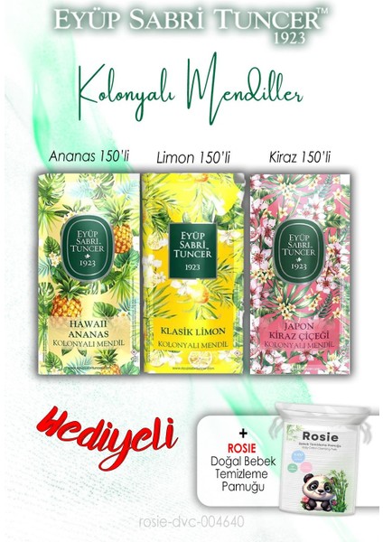 Kiraz – Ananas - Limon 150'li Kolonyalı Mendil ve Rosıe