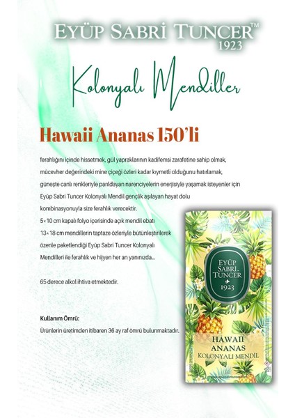 Kiraz – Ananas - Limon 150'li Kolonyalı Mendil ve Rosıe fiyatları