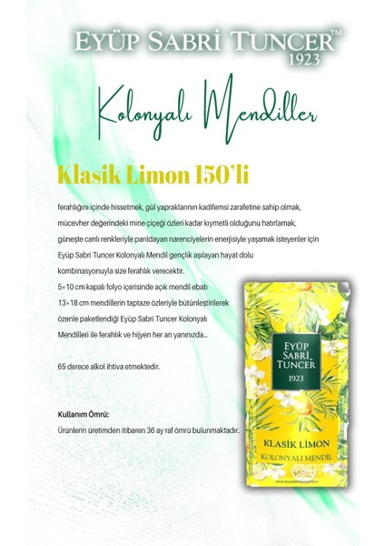 Kiraz – Ananas - Limon 150'li Kolonyalı Mendil ve Rosıe fırsatları