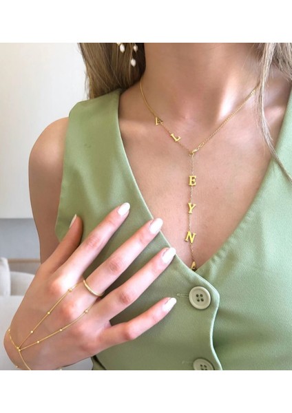 Kadın Gümüş Kolye - Y Model Kişiye Özel Isim • Işıklı Kutuda • modelleri