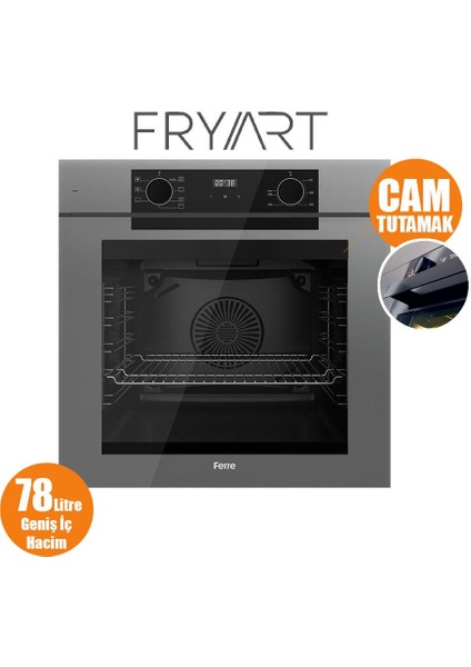 Fryart Serisi Gri Set (CS208-FA + QEP63CPR +D082 ) - Emaye Izgara / Kademeli Musluk
