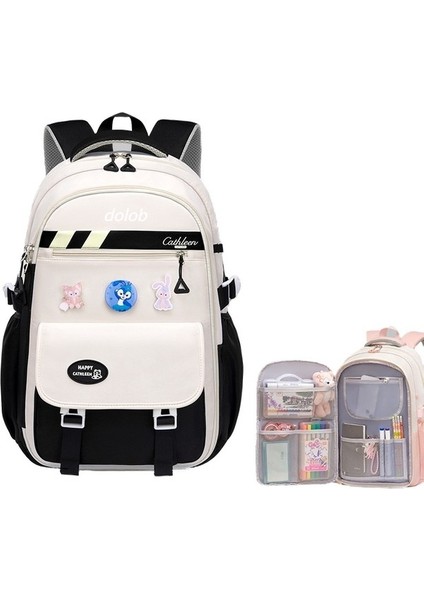 2024 Yeni Japon Tarzı Ortaokul ve Lise Kız Ilköğretim Okulu Altıncı Sınıf Kontrast Renkli Sırt Çantası Tembel Tarzı Kız Okul Çantası (Yurt Dışından)