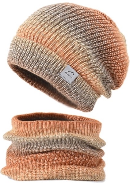 Kışlık Kadın Kasketleri Snood Setleri Degrade Renkli Örme Şapka Isıtıcı (Yurt Dışından) modelleri