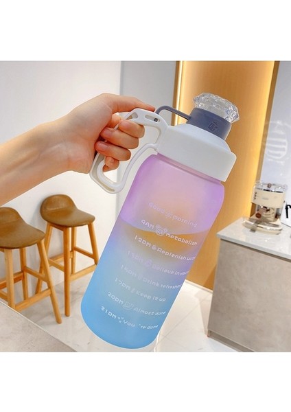 1.6l Gradyan Renk Alanı Plastik Spor Su Kupası Beyaz (Yurt Dışından)