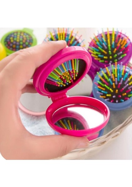 Taraklı Taşınabilir Mini Makyaj Aynası Pembe (Yurt Dışından)